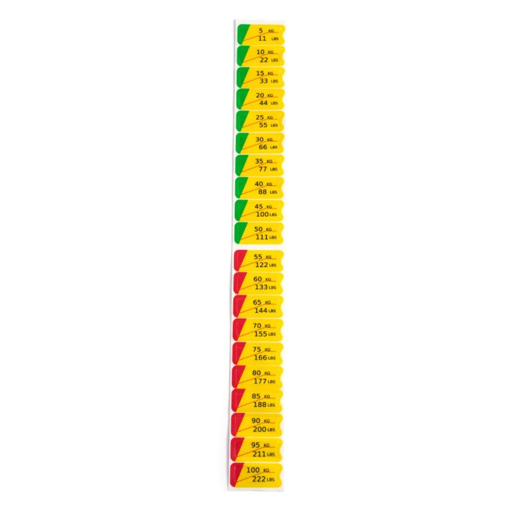 Gym Weight Markers Traceless Removal Various Weight Values PP Material Stickers