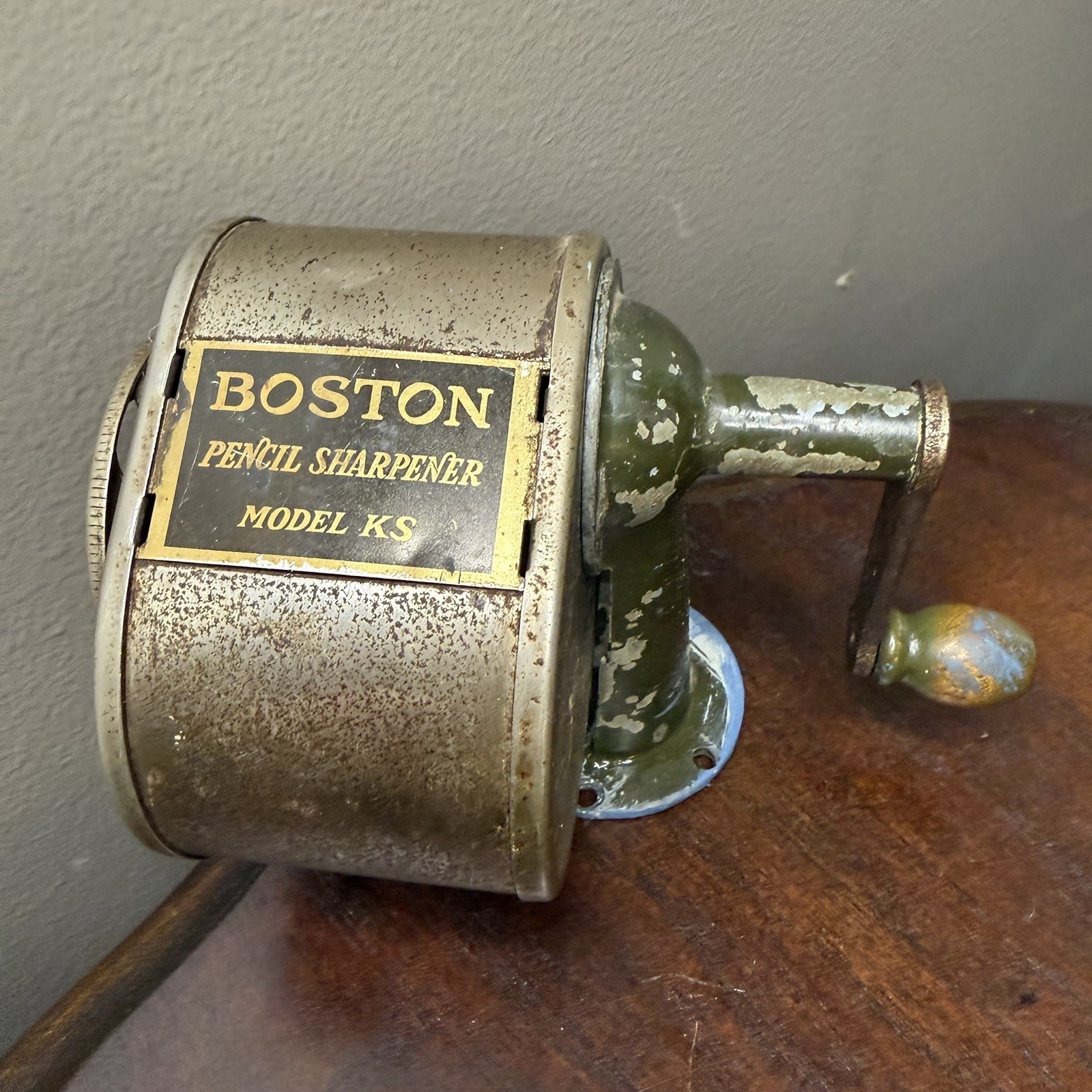 Vintage Boston Model KS Pencil Sharpener 1930's Table Mount