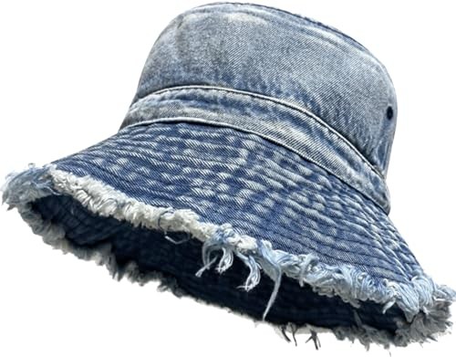 Denim Bucket Hats for Women Trendy Cute Light Blue Bucket Hats for Men Women