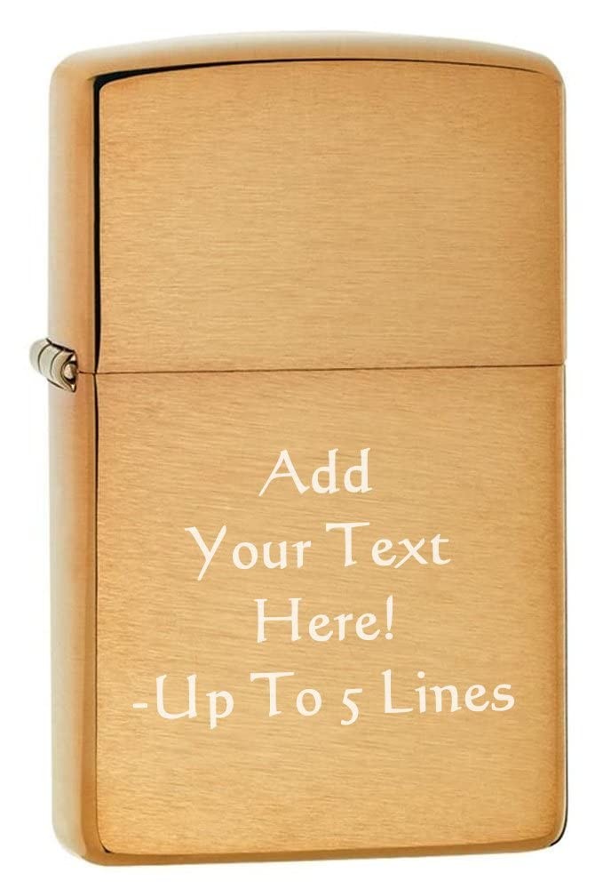 Zippo Lighter- Personalized Engrave on Brass Collection Brushed Brass 204B