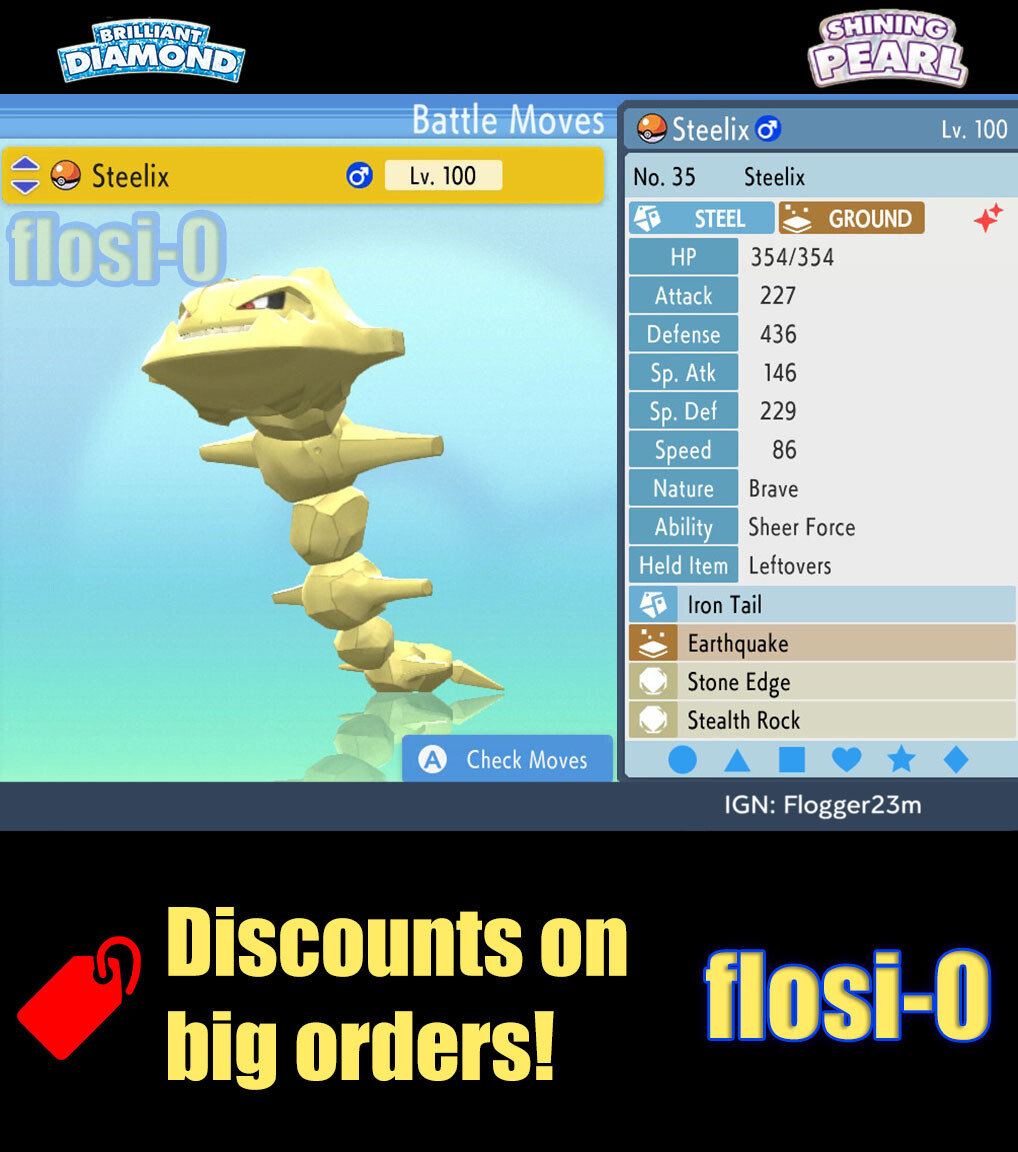 6IV Shiny Steelix Pokemon Brilliant Diamond and Shining Pearl