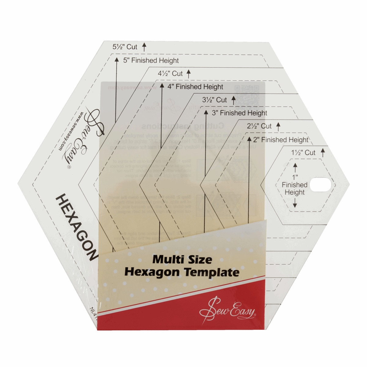 Sew Easy Hexagon 1.5 to 5.5 inch cut patchwork quilting template