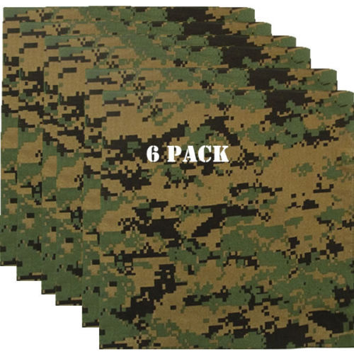 6 Pack Marine Corps Woodland Digital Camouflage Bandana 22 X 22"  FREE SHIPPING