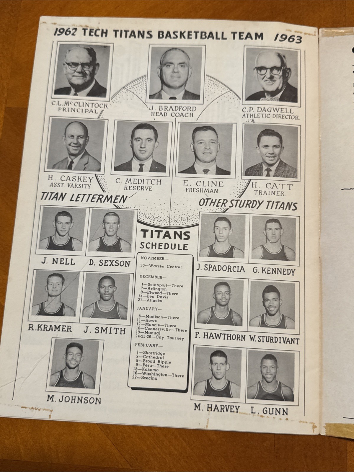 1963 Indianapolis High School Basketball Game Program, Tech vs Ben Davis