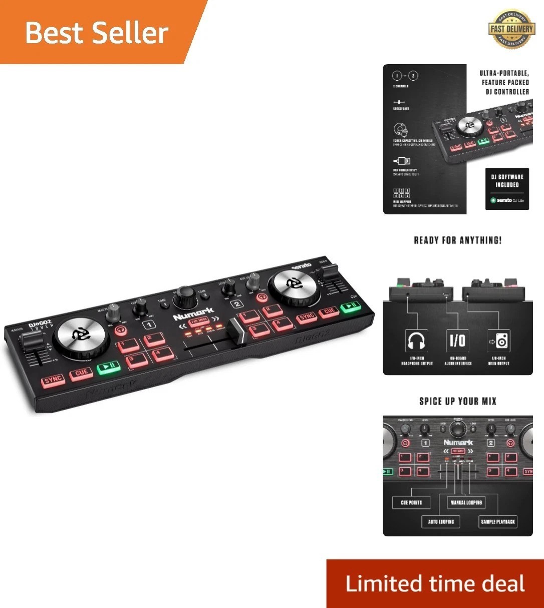 DJ2GO2 Touch - Portable DJ Controller with Access to Major Streaming Services