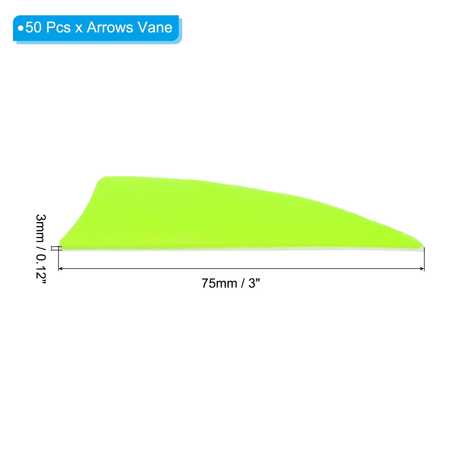 50 Pack 3" Arrow Turkey Feather Fletch Left Wing Fluorescent Green