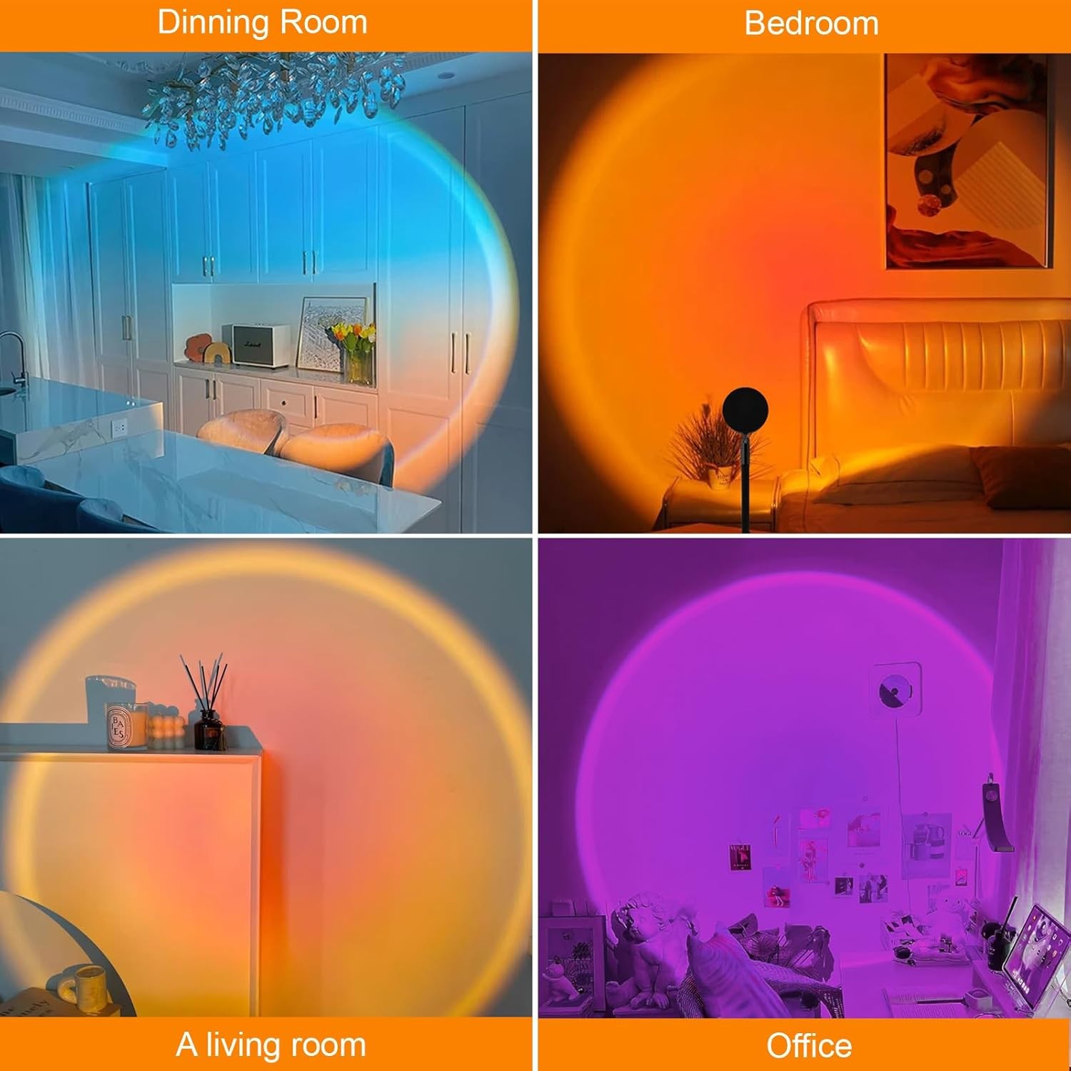 Sunset LED Lamp Projector, 21 Colors Changing App & Remote Control Mood Black