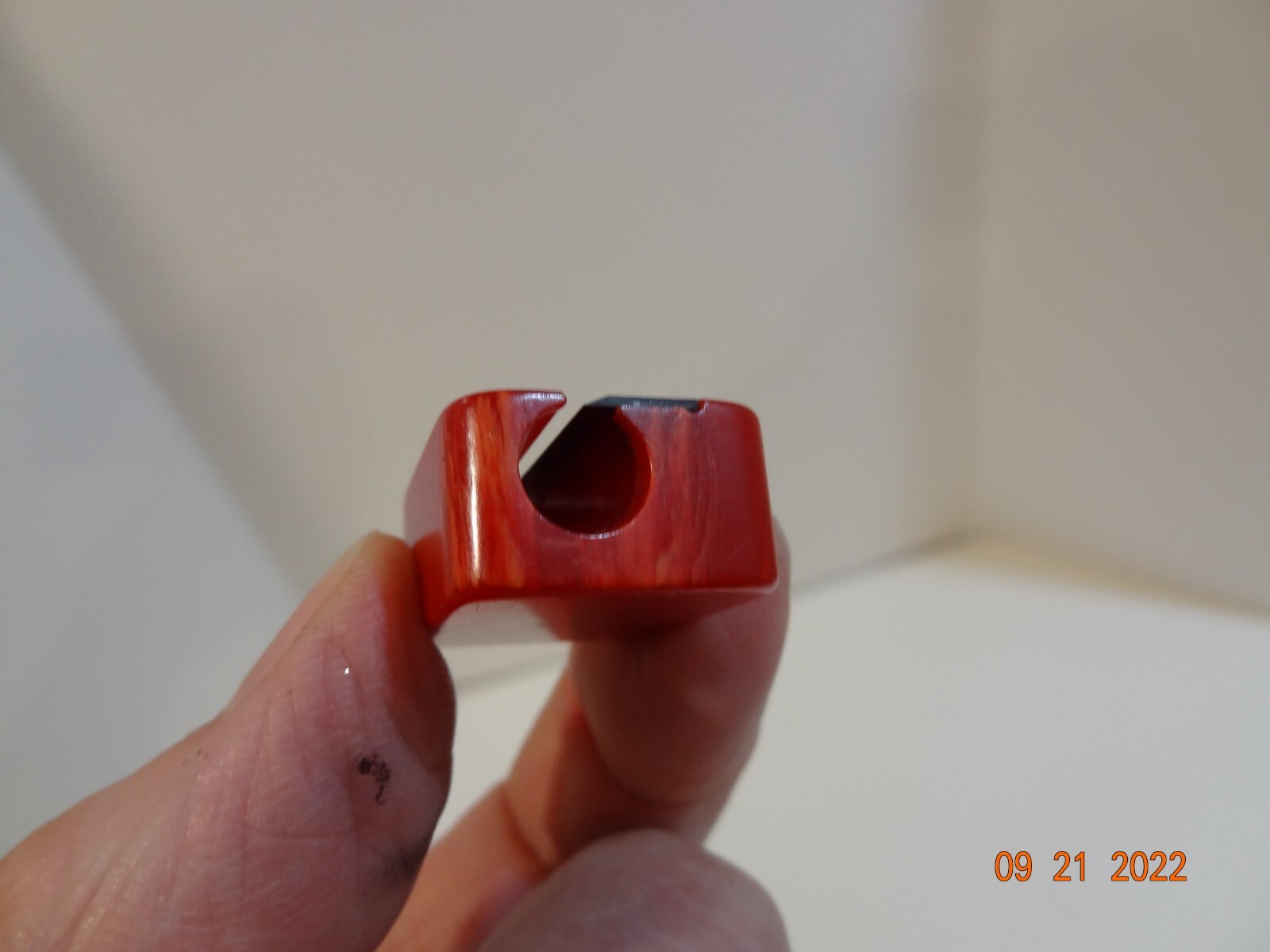 Vintage Red Bakelite Handheld Manuel Pocket Pencil Sharpener