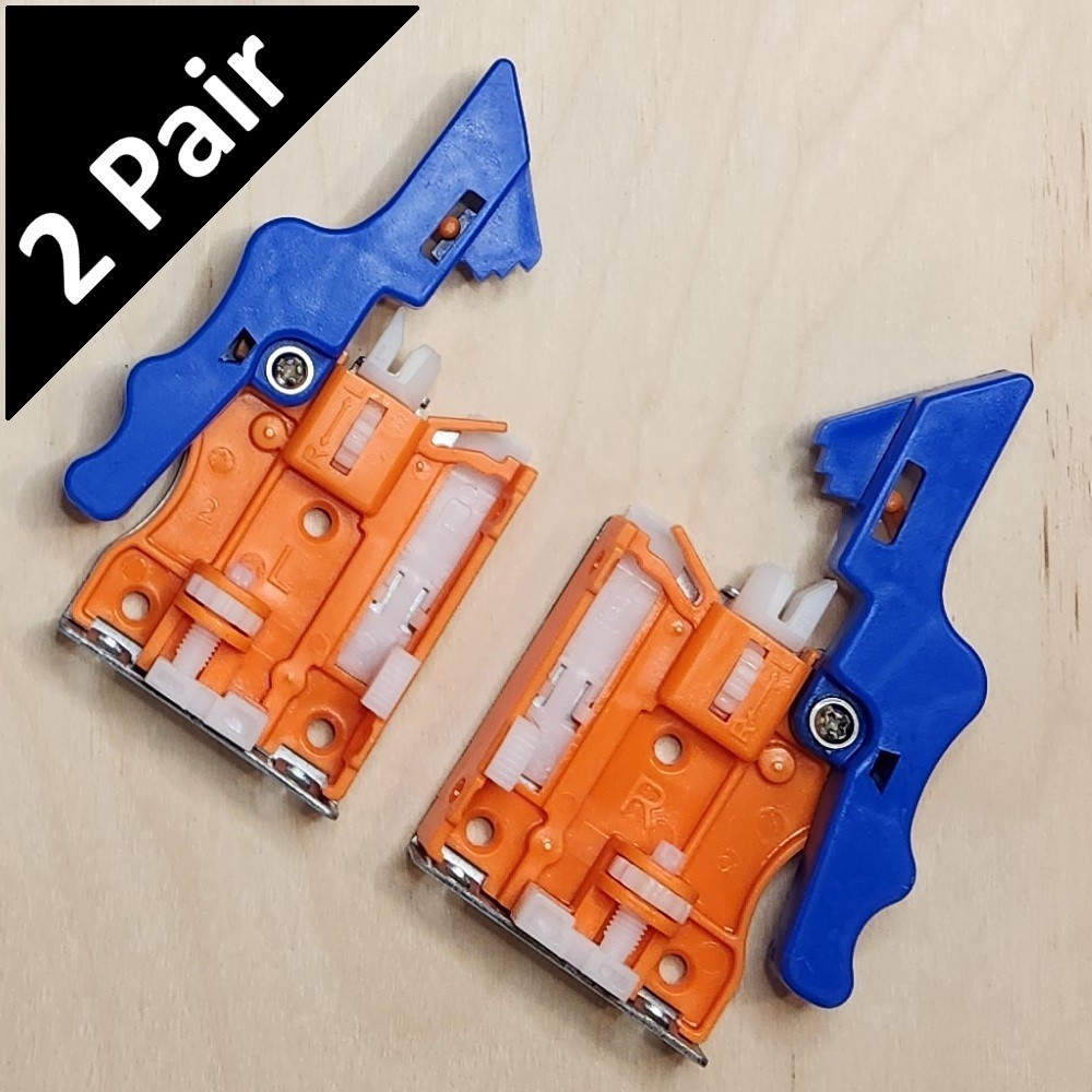 2 Pair - CGS Undermount Drawer Slide Front Locking Device/Clip - Blue/Orange