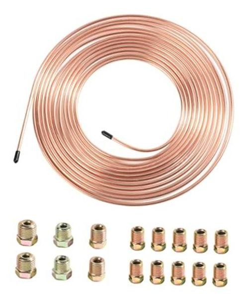 YAKEFLY 25 Ft. 3/16 Copper Nickel Brake Line,Rustproof Brake Line Tubing Gold