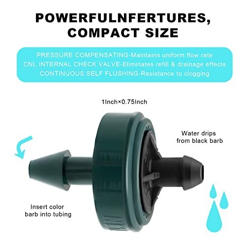 2 GPH Pressure Compensating Drip Emitters for Efficient Irrigation - 250 Pack