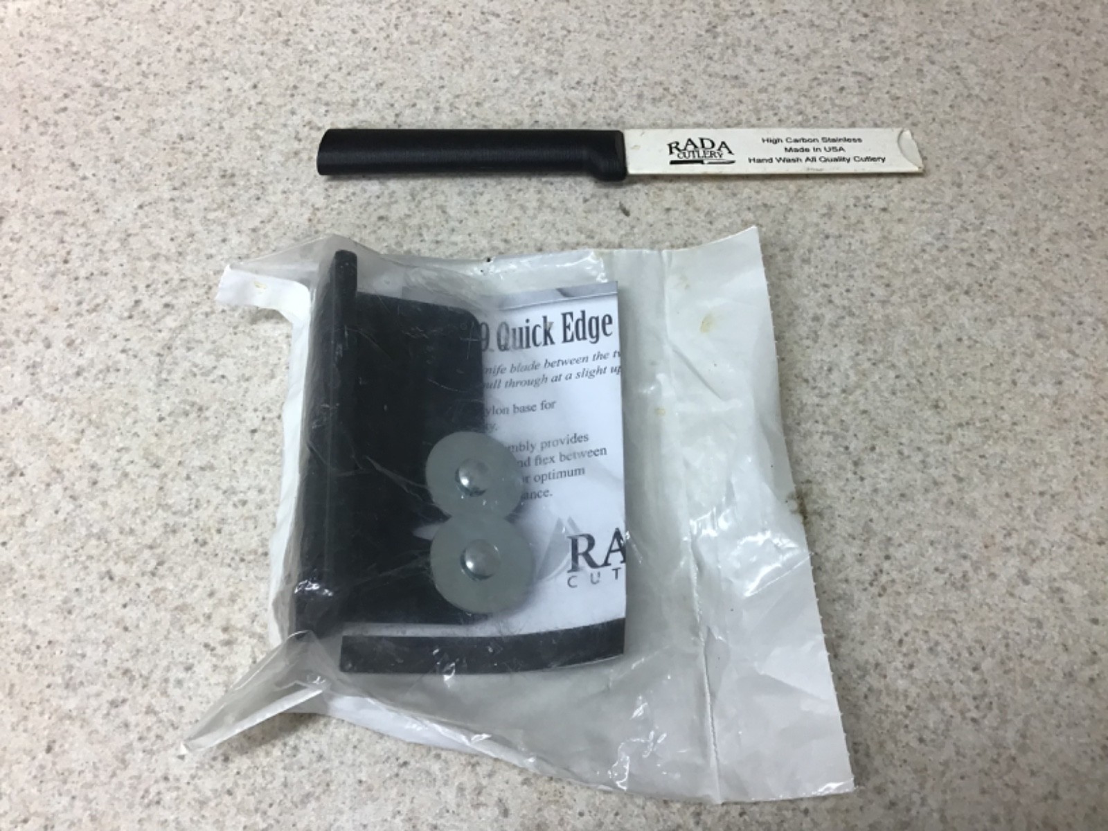 NEW IN PACKAGE RADA CUTLERY R119 KNIFE SHARPENER w/INSTRUCTIONS + PARING KNIFE
