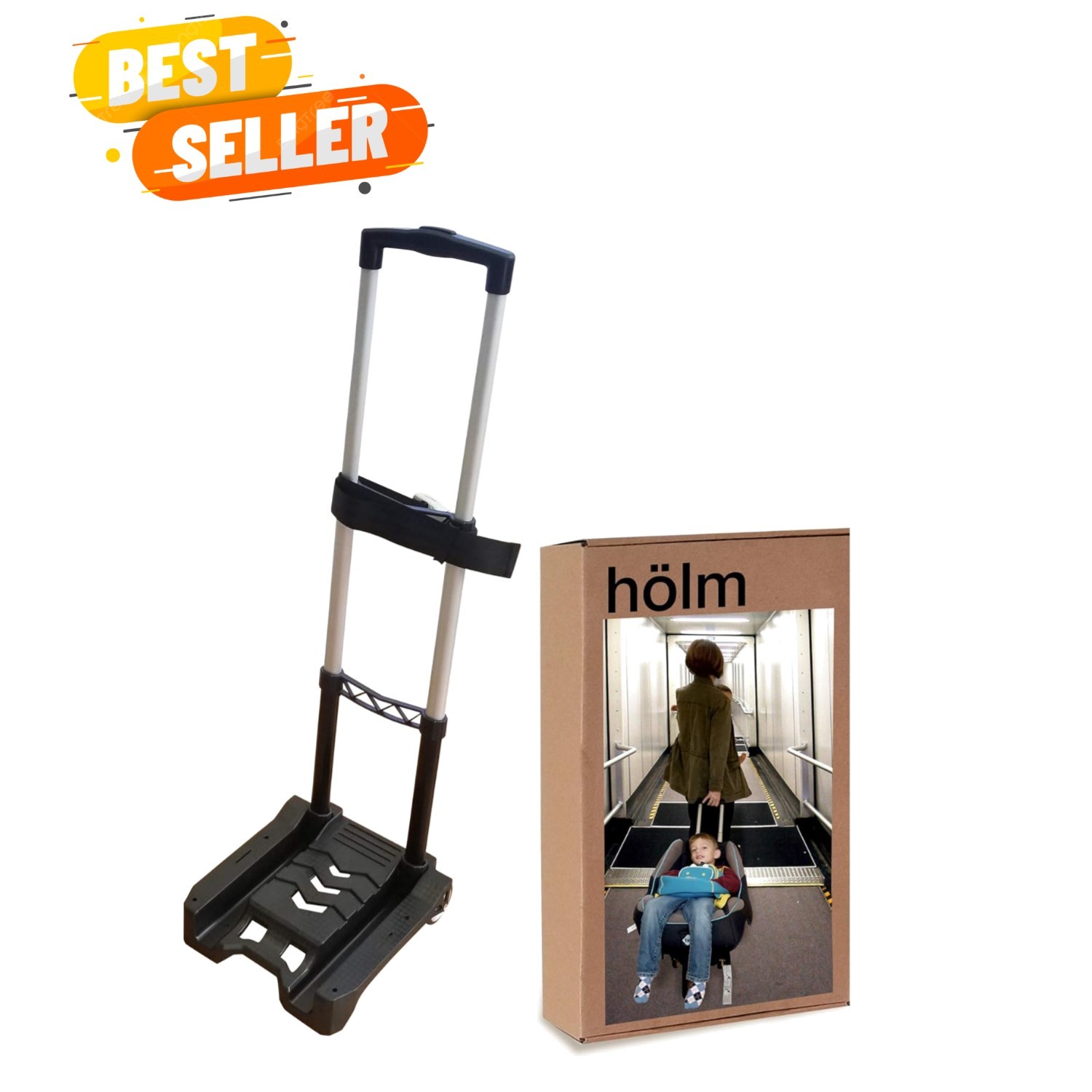Compact Travel Cart for Car Seats: Holm Airport Stroller with 5-Point Harness