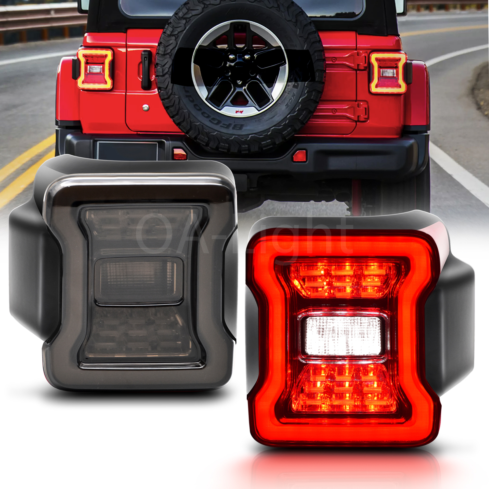 Full LED Tail Light Fit for 2018-2023 Jeep Wrangler JL Light Set Brake Lamp Tail