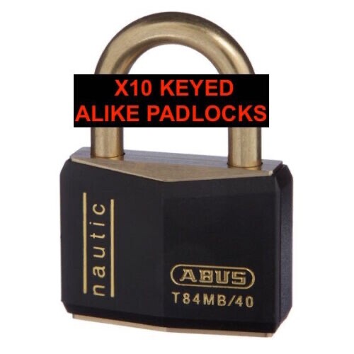 ABUS 30mm Nautical Marine Padlocks-x 10 KEYED ALIKE Abus Padlock-T84MB30BLKKA2