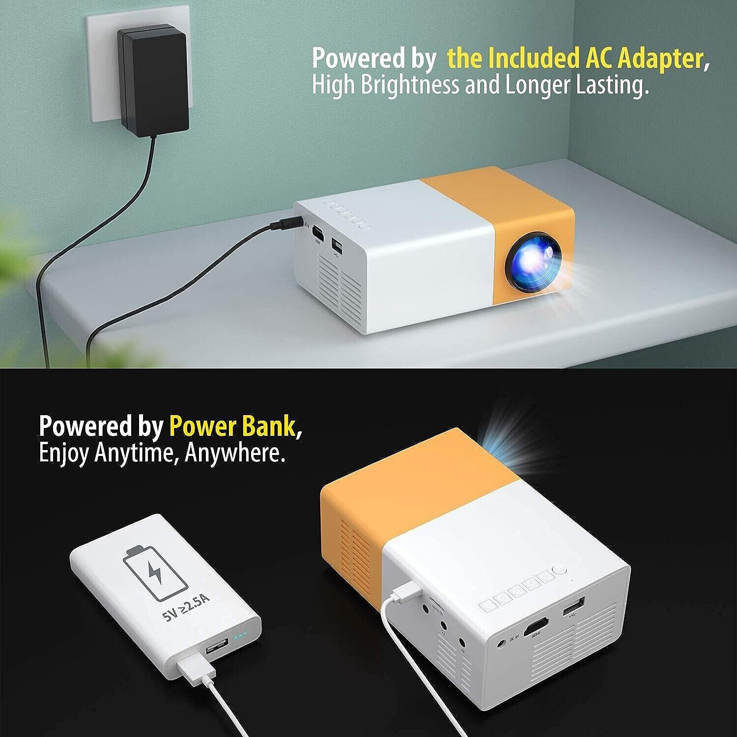 Mini Portable Projector 1080P LED Pico Video Projector for Home Theater Movie US