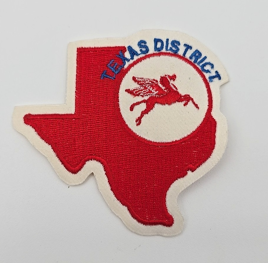 Vtg Texas District Red State Oil Gas Pegasus Flying Horse Logo Iron-On Patch