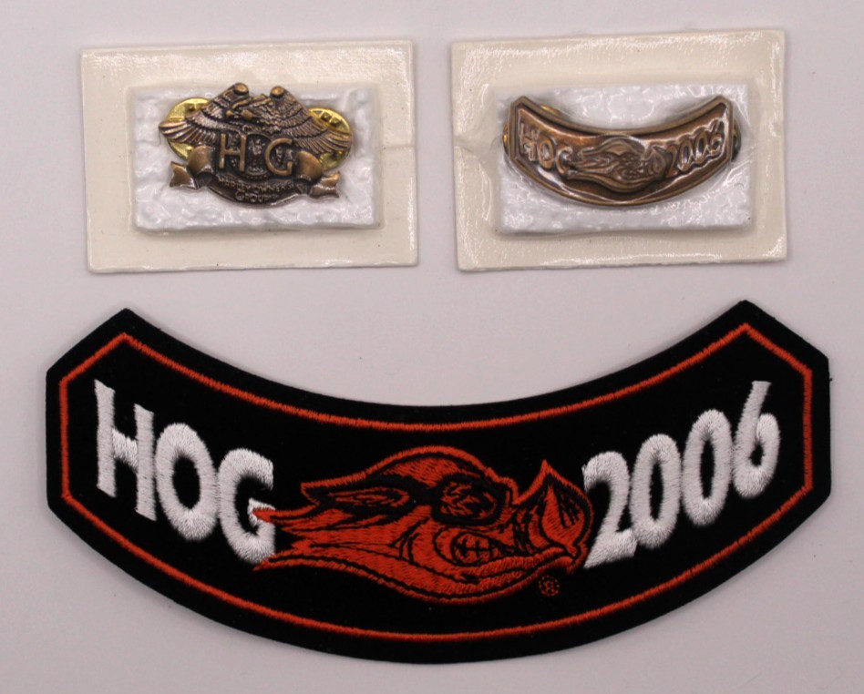 Harley Davidson HOG 2006 Rocker Iron-On Patch and Pins - BRAND NEW