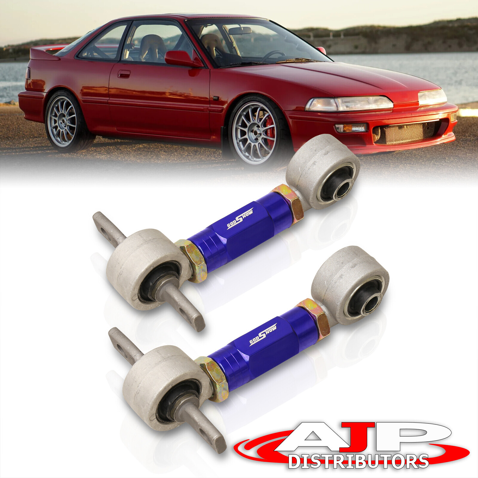 Blue JDM Rear Adjustable Camber Arms Bar Kit For 1988-2000 Civic CRX EF EG EK EM