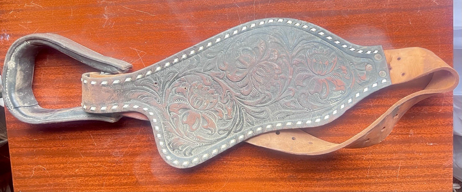 Vintage Hand Tooled Leather Stirrup Strap Blevins Buckle Western Cowboy