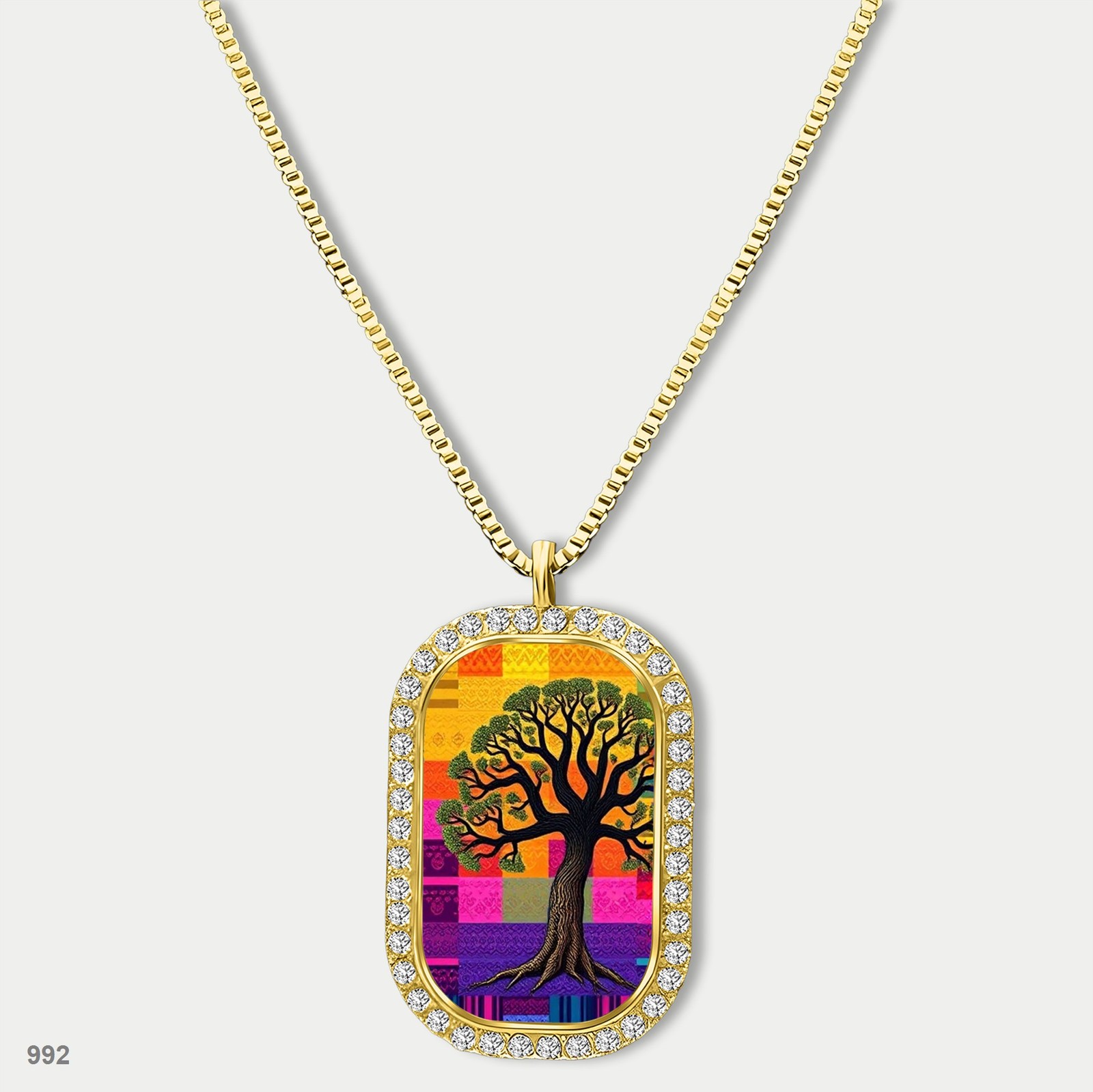 Stunning Colorful Tree of Life Pendant Necklace Chain Photo Dog Tag Chain Gift D