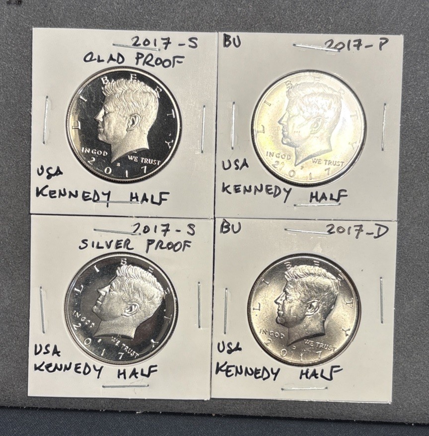 2017 P D S S Kennedy Half Dollar Year Set PDSS 90% Silver & Clad Proof,  BU P&D