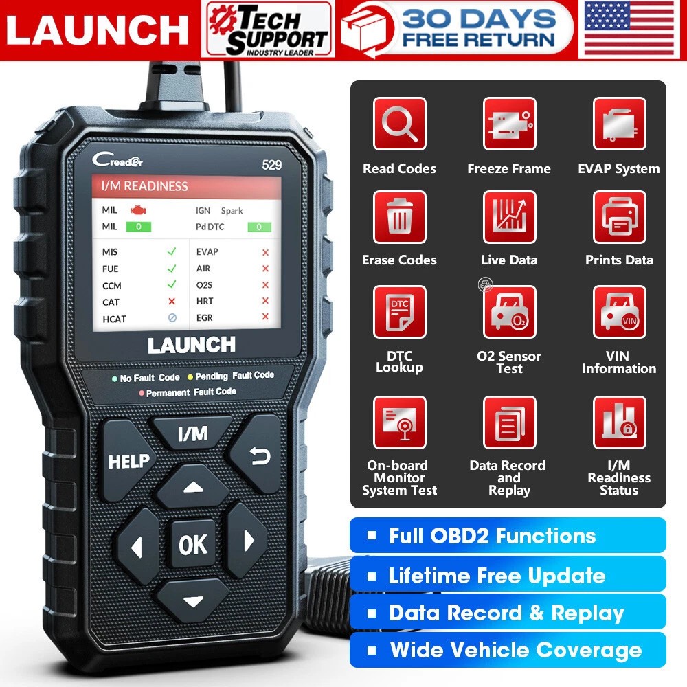 LAUNCH OBD2 Scanner Code Reader Automotive Scan Tool Engine Check Car Diagnostic
