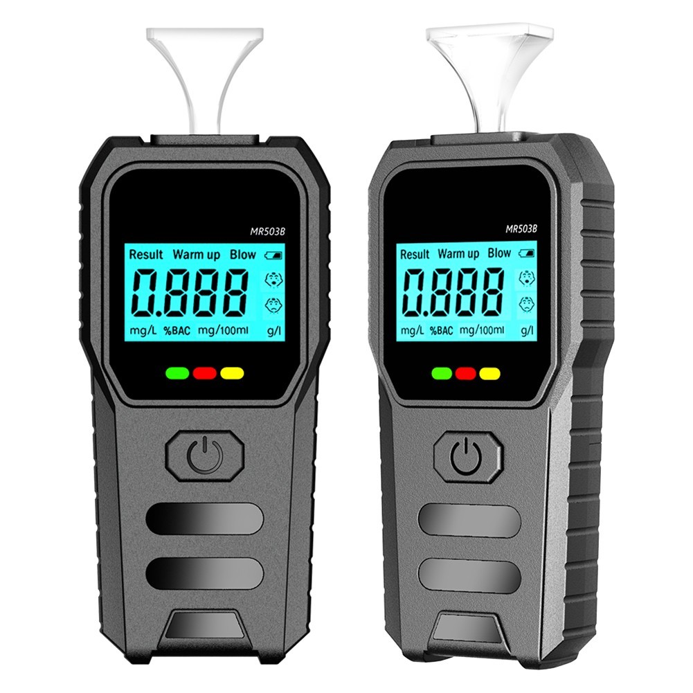 Compact Black Breathalyzer with LED Display and Bilingual Voice Support