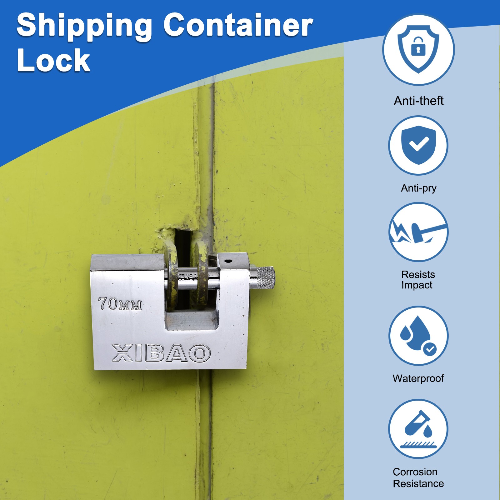 2Pcs Shipping Container Lock with 3 Keys High Security Padlock (2 Inch)