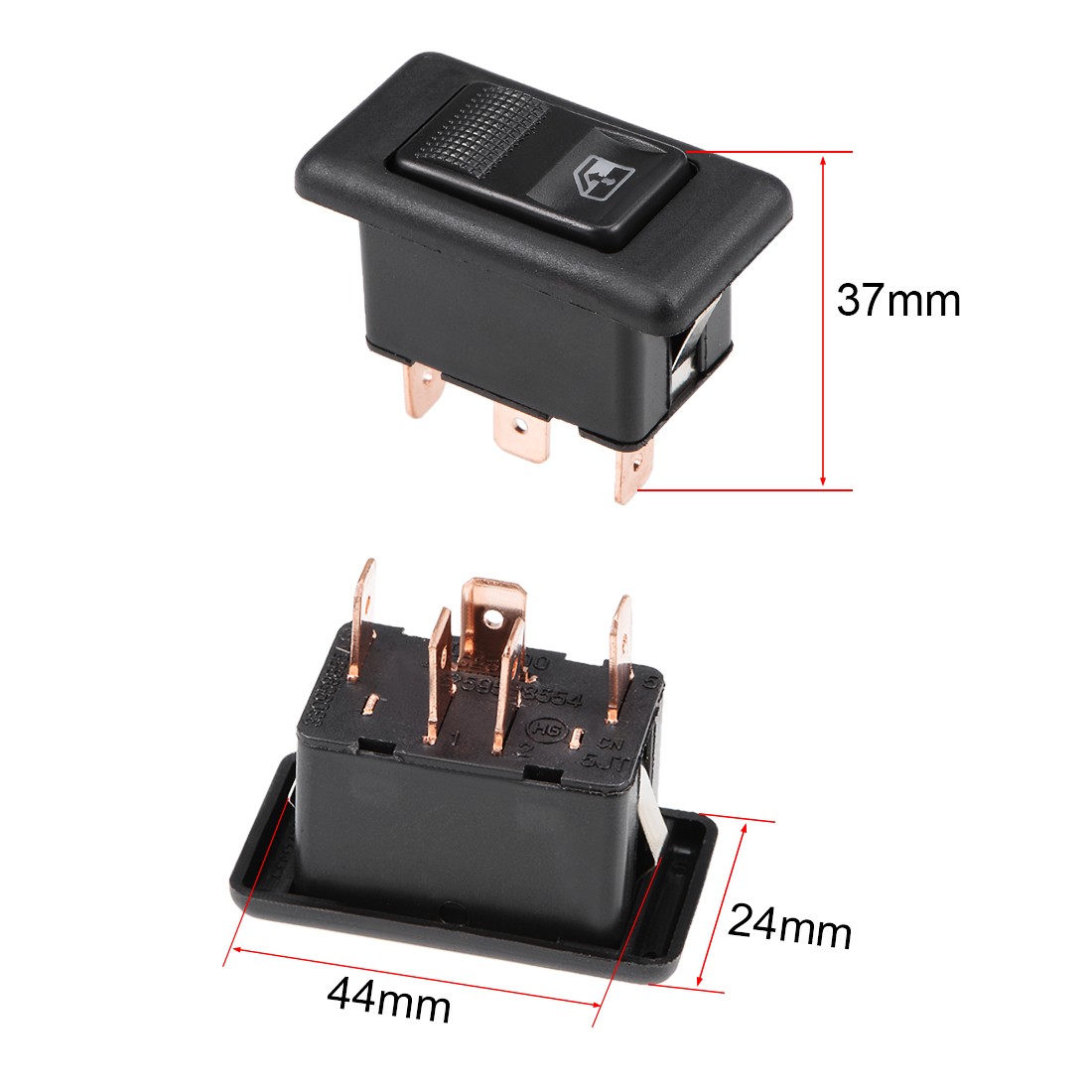 5 Pins Car Window Switch Momentary DC 12V ar Master Rocker Switch 2 Pcs