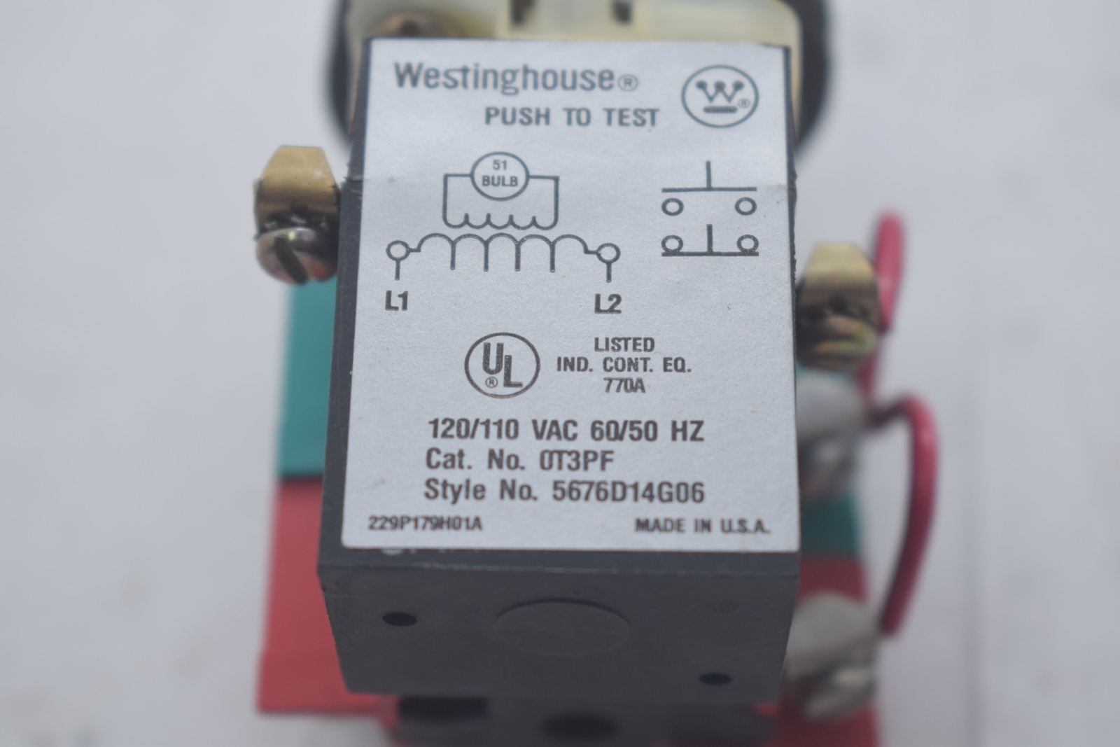 NEW Westinghouse OT3PF Push-To-Test Light OT2B OT2D