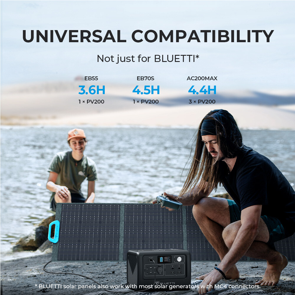 BLUETTI 200W Foldable Solar Panel for Power Station IP67 RatingMonocrystalline