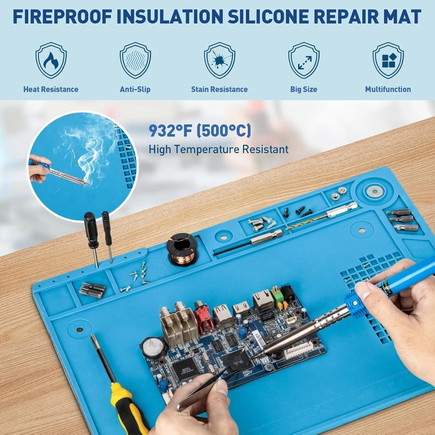Pro Helping Hands Soldering Mat 30X Magnifier Stepless Dimming
