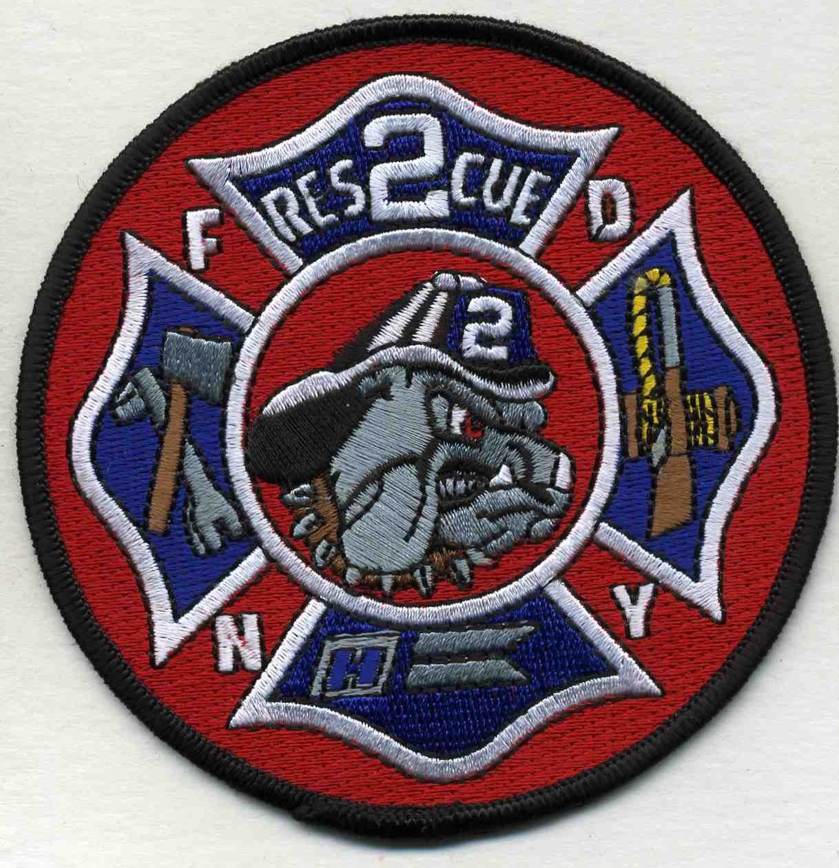 New York City - FDNY Rescue - 2 "BULLDOG new style", NY (4" round) fire patch