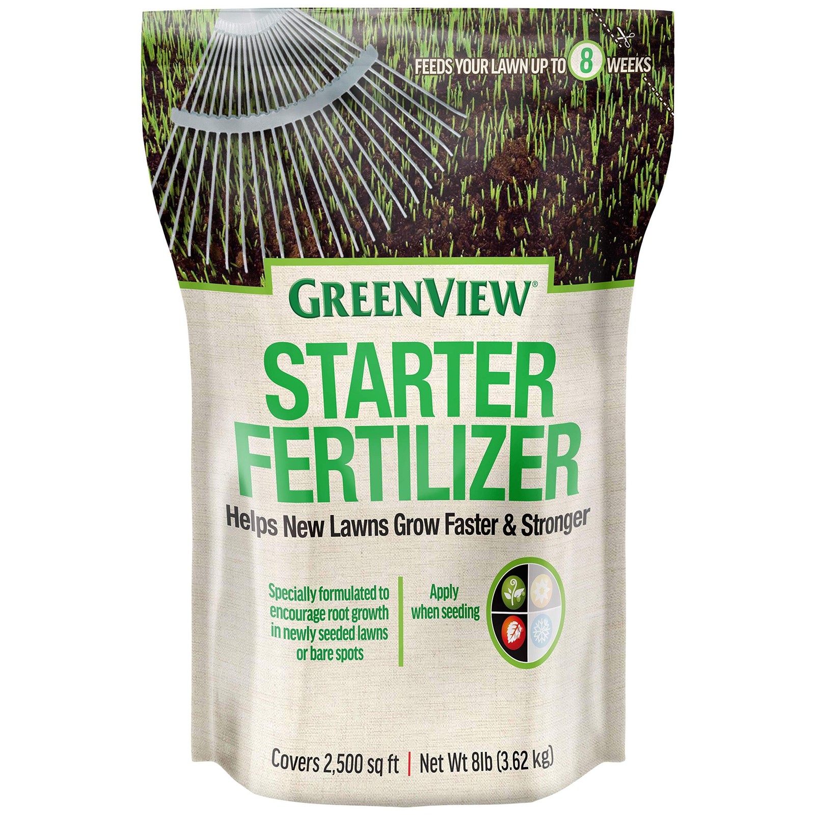 Greenview Spring or Fall Lawn Starter Fertilizer - 8 lb. Bag - Covers 2,500 s...