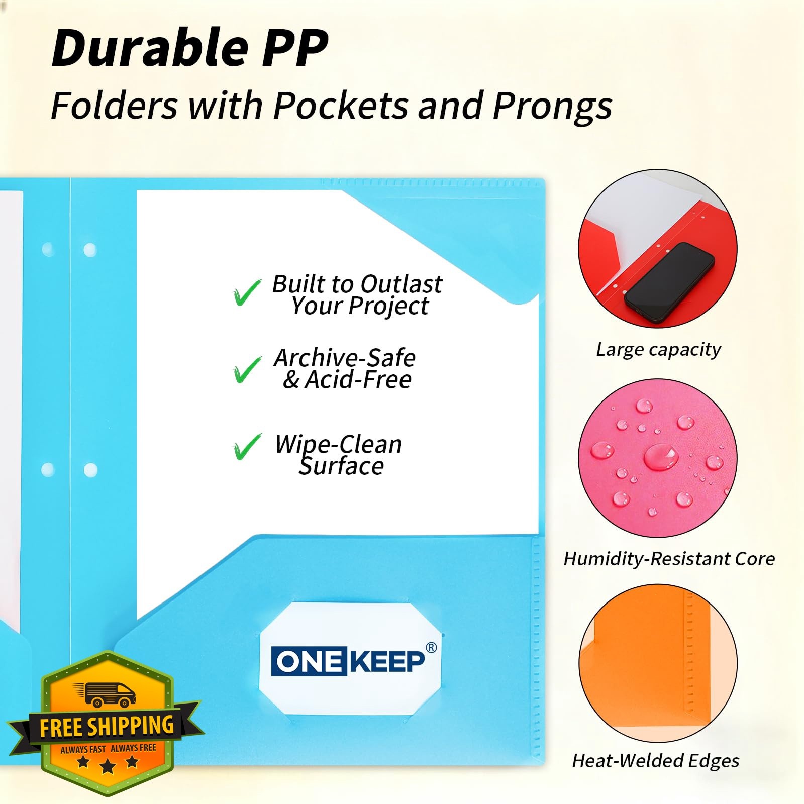 ONEKEEP 8 Pack Plastic Folders 2 Pocket