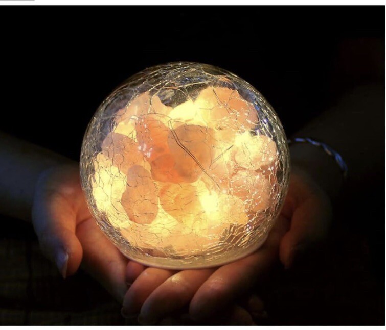 Brookstone Himalayan Salt Meditation Globe Night Light Battery Operated