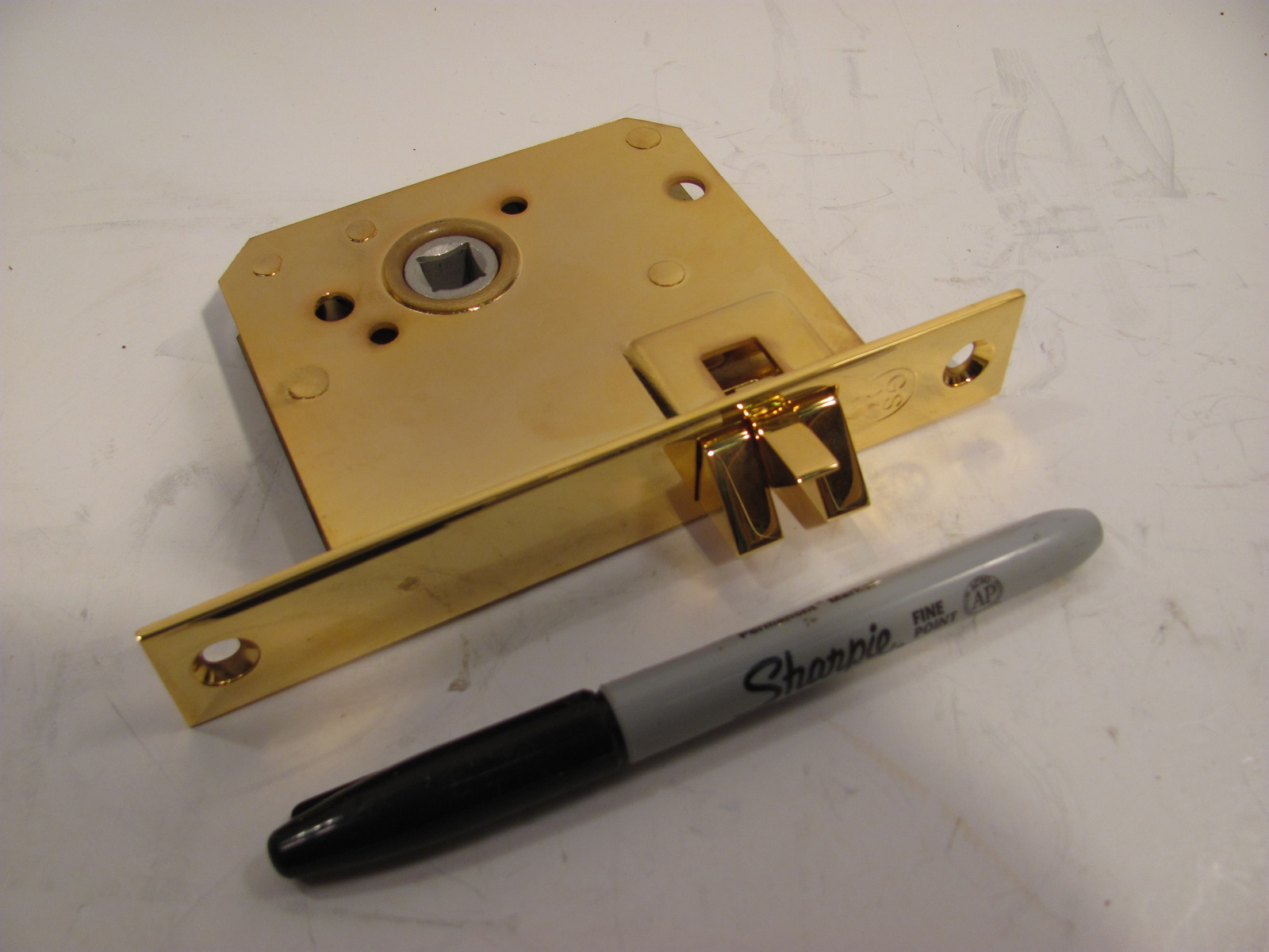 ws SCHWEPPER  POLISHED GOLD  MORTISE LOCK ASSEMBLY PASSAGE RIGHT HAND