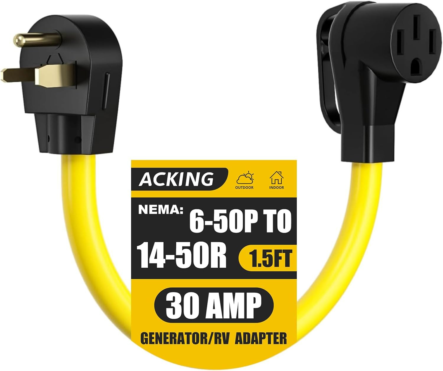 NEMA 6-50P to 14-50R Adapter, 50 Amp 3 Prong Welder Plug to 4 Prong Outlet Gener