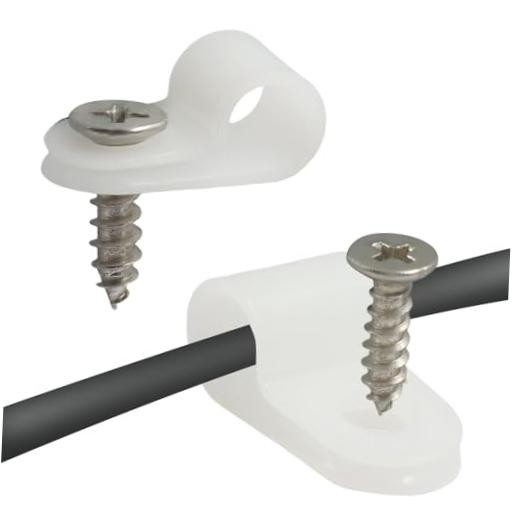 1/4 in P-Type Rope Light Clips, 50 Pcs Nylon Cable Clamps, White | R 1/4 Inch