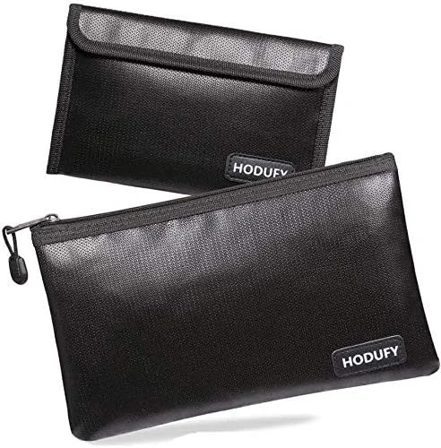 Hodufy Fireproof Money Bag - 10.6"x6.7" & 5"x8" Small Fireproof Bags, Bank Depos