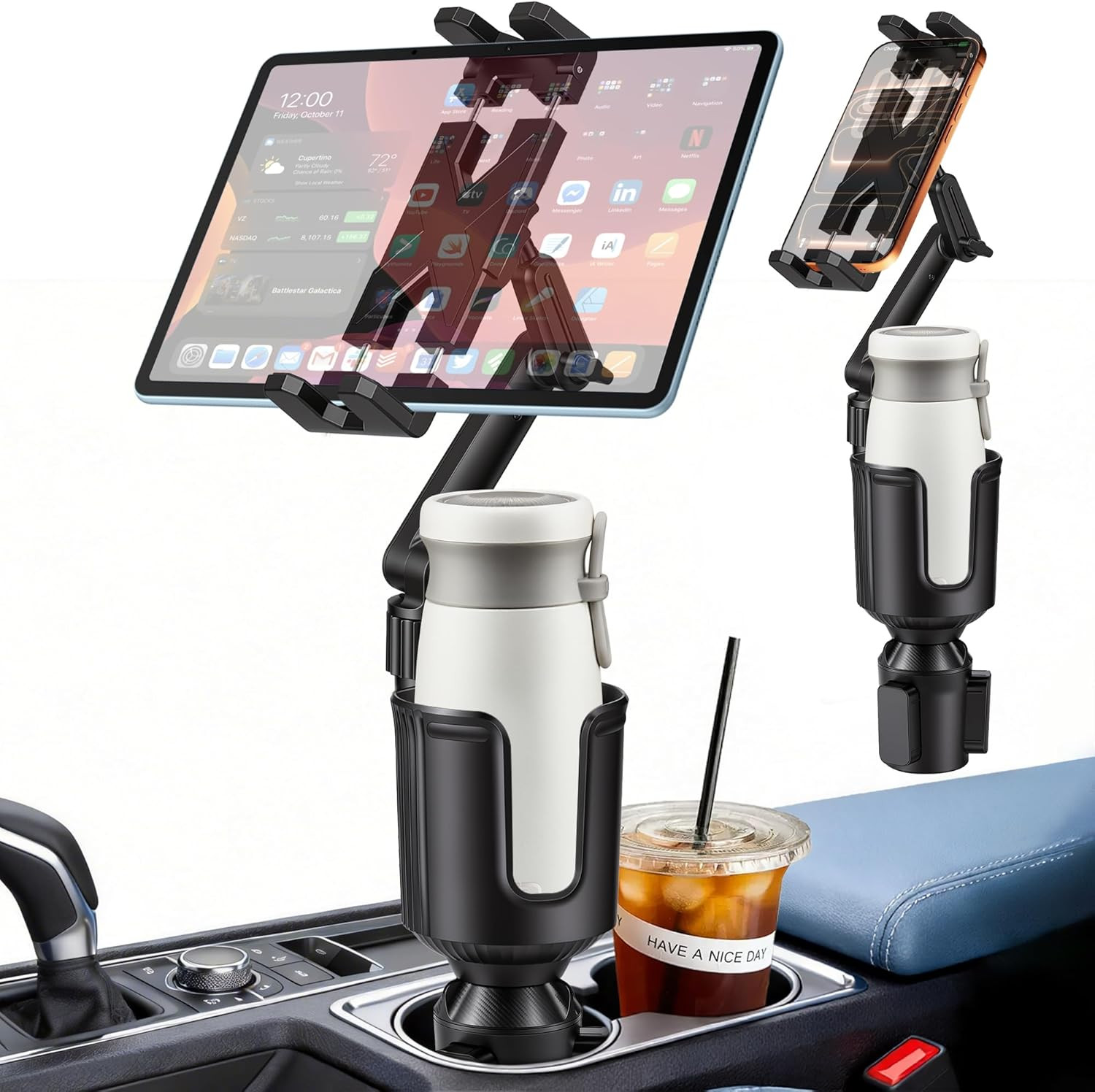 Cup Holder Tablet Mount, Ipad Cup Holder Car Mount Expander [2026 Upgraded] with