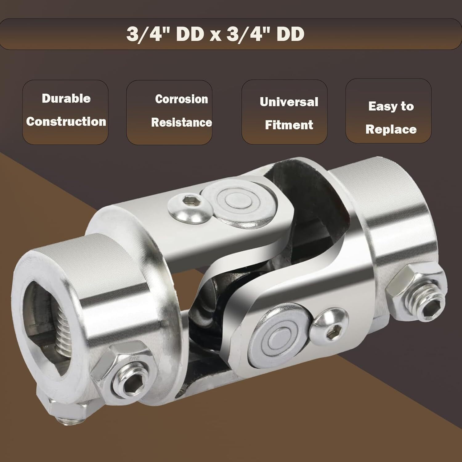 New 3/4" DD X 3/4" DD Universal Steering Chrome Single U Joint Shaft