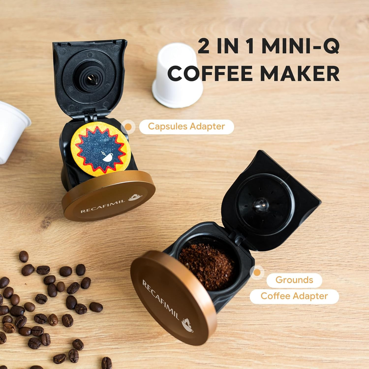 Compact Single Serve Coffee Maker for K Cups & Grounds, Fast 2-Minute Brew