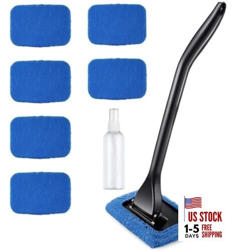 Windshield Cleaner Tool Car Window Cleaner with 6 Reusable and Washable blue