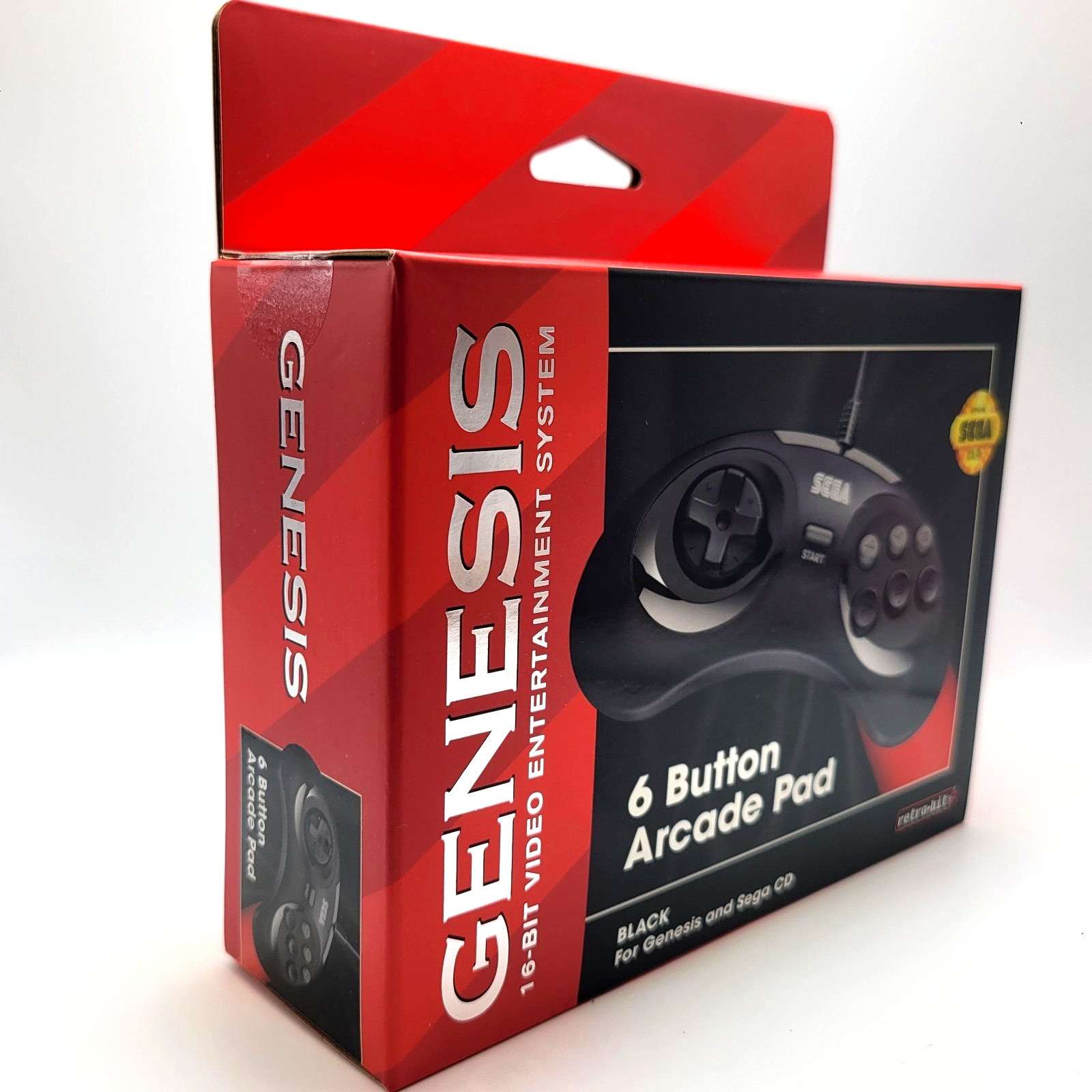Retro-Bit Official Sega Genesis Controller 6-Button Arcade Pad - Black