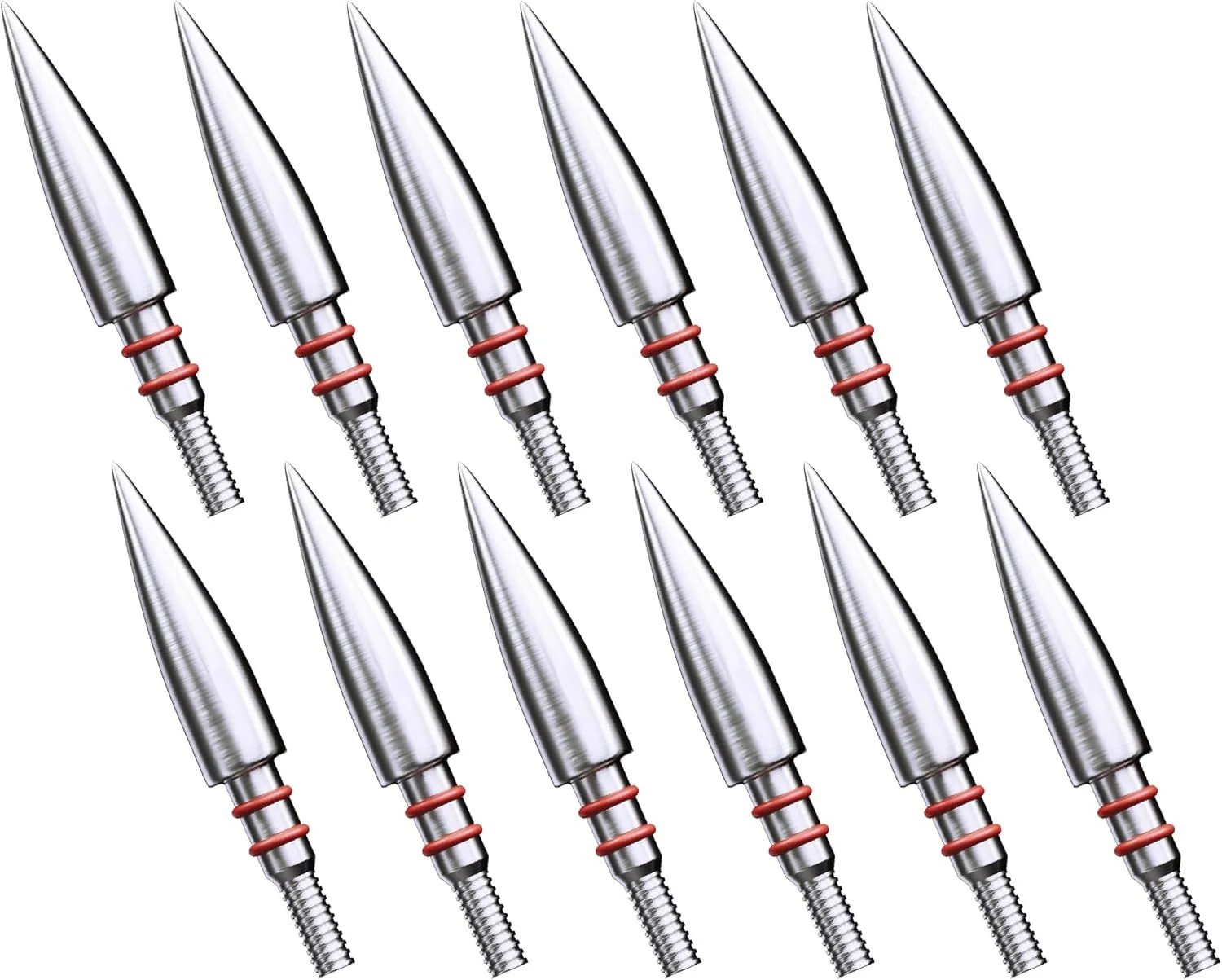 MOLFUZ 12pcs Archery Field Points 100/125/150/200/300 Grain, Stainless Steel Scr