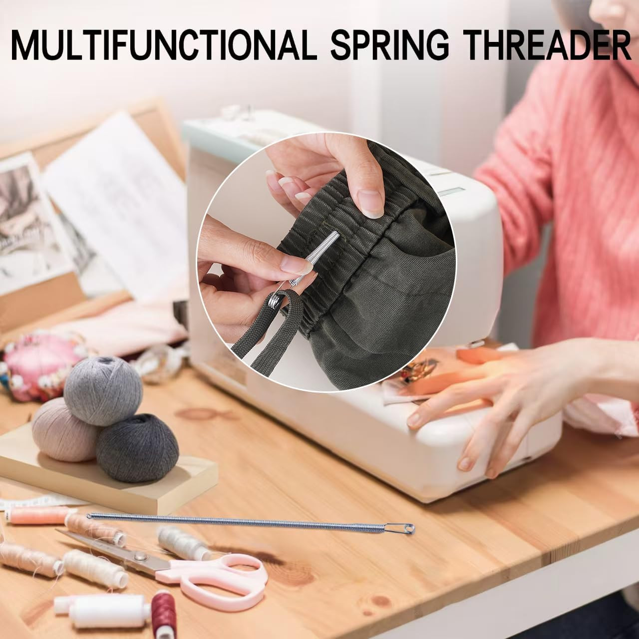 5PCS Spring Drawstring Threader Tool-Rope Threader Clip for Drawstring Replaceme
