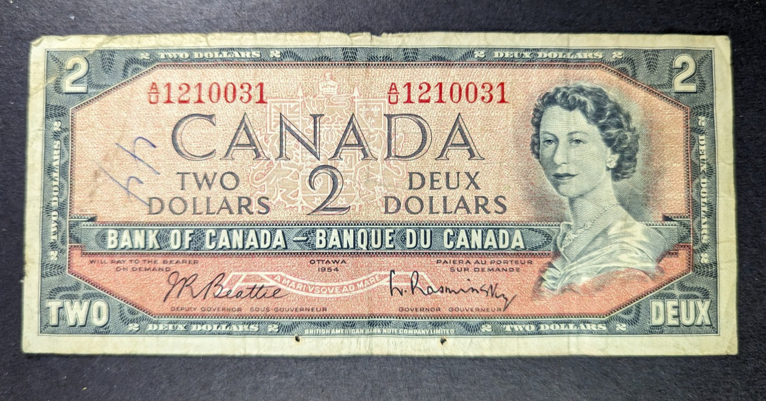 1954 Canadian 2 dollar  CIRC Very  Poor