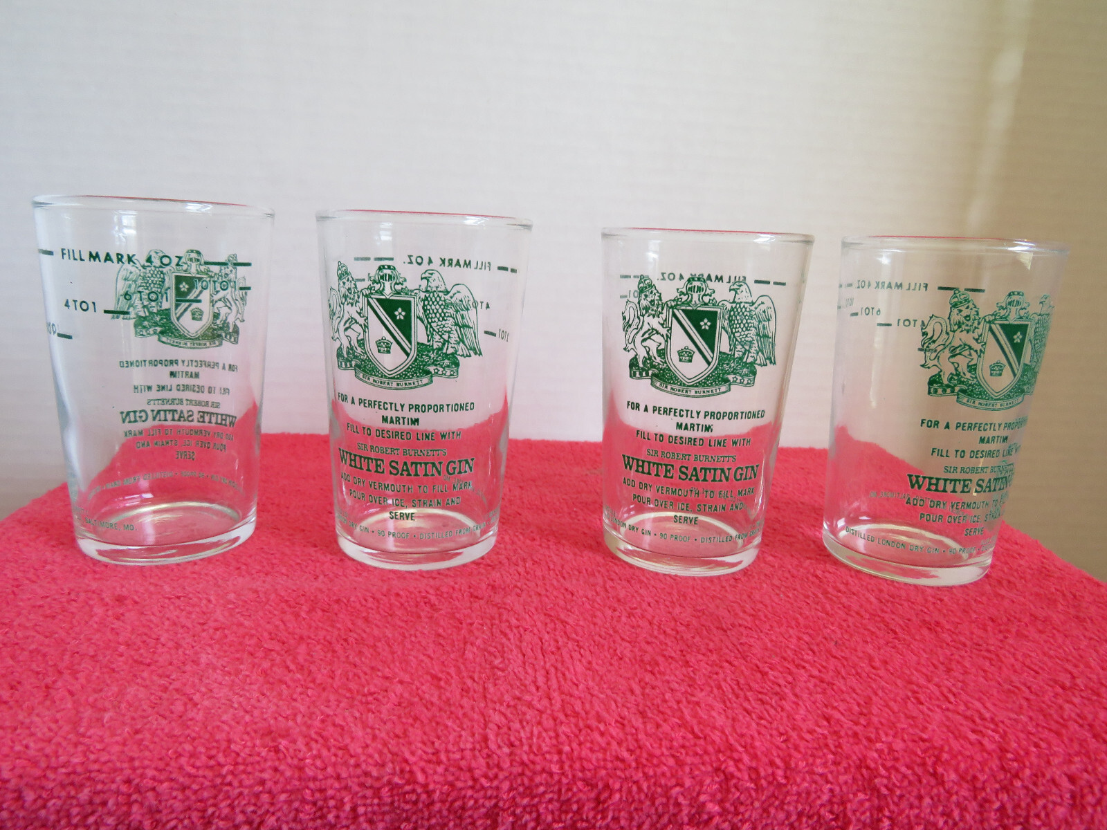 Vintage White Satin Gin 4 oz Shot Glasses Federal Glass